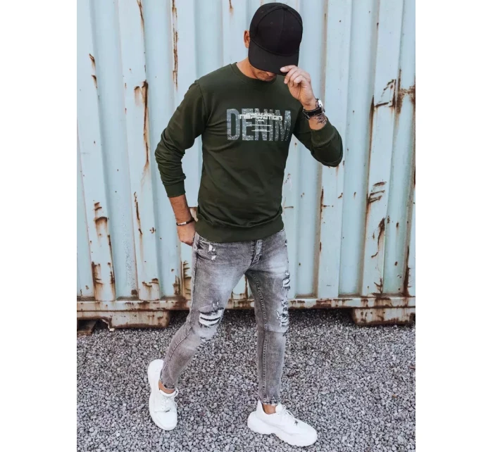 Pánská khaki mikina s potiskem Dstreet BX5358