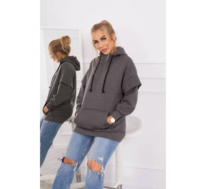 Mikina Warm-up s polovičním zipem v grafitové barvě