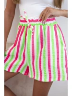 Dámské bavlněné šortky s proužky zelený neon
