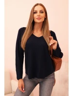 Dámský svetr s viskózou a véčkovým výstřihem granátový