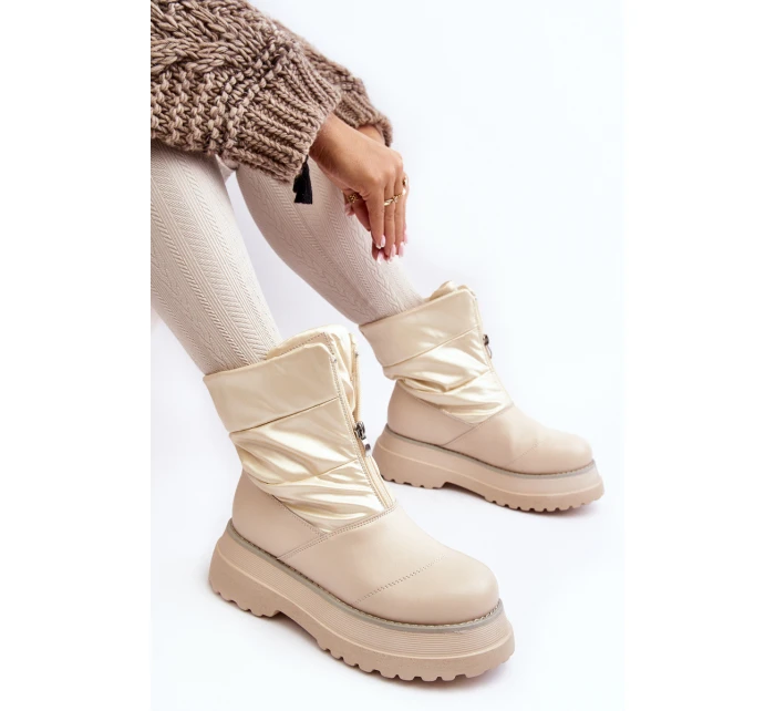 Dámské sněhové boty s podrážkou  Bežové model 21639066 - Goe
