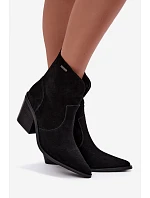 Dámské zateplené kovbojky na podpatku Big Star model 22349493 černé - Big Star Shoes Dámské zateplené kovbojky na podpatku Big Star model 22349493 černé - Big Star Shoes
