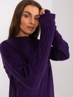 Tmavě fialový klasický svetr s kulatým výstřihem