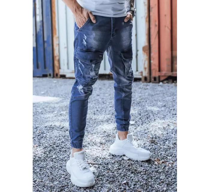 Modré pánské kalhoty FashionStreet UX3285