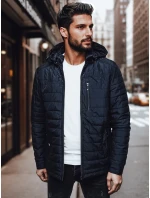 Pánská přechodná prošívaná bunda s kapucí tmavě modrá Dstreet TX4999