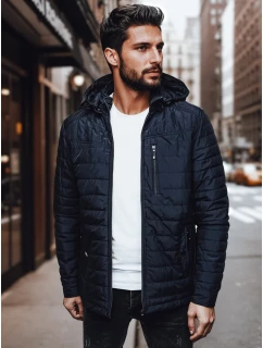 Pánská přechodná prošívaná bunda s kapucí tmavě modrá Dstreet TX4999