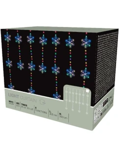 Světelný závěs na vánoční stromek 200x200 CM 408LED sněhové vločky MULTIKOLOR