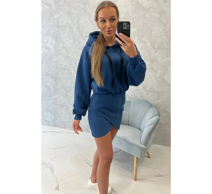 Zateplené šaty s džínovým obálkovým spodkem