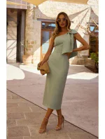 M847 Šaty na jedno rameno s mašlí - mátové M847 Šaty na jedno rameno s mašlí - mátové