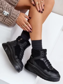 Dámské tenisky na platformě s beránkovým kožíškem Lee Cooper Černé