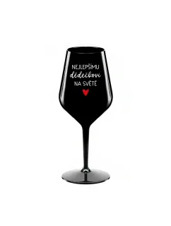 NEJLEPŠÍMU DĚDĚČKOVI NA SVĚTĚ - černá nerozbitná sklenice na víno 470 ml