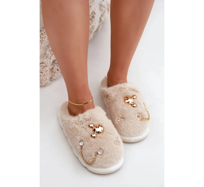 Dámské pantofle BG186P Ecru s ozdobou - Step in style Dámské pantofle BG186P Ecru s ozdobou - Step in style