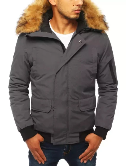 FashionStreet tmavě šedá pánská zimní bunda TX3942