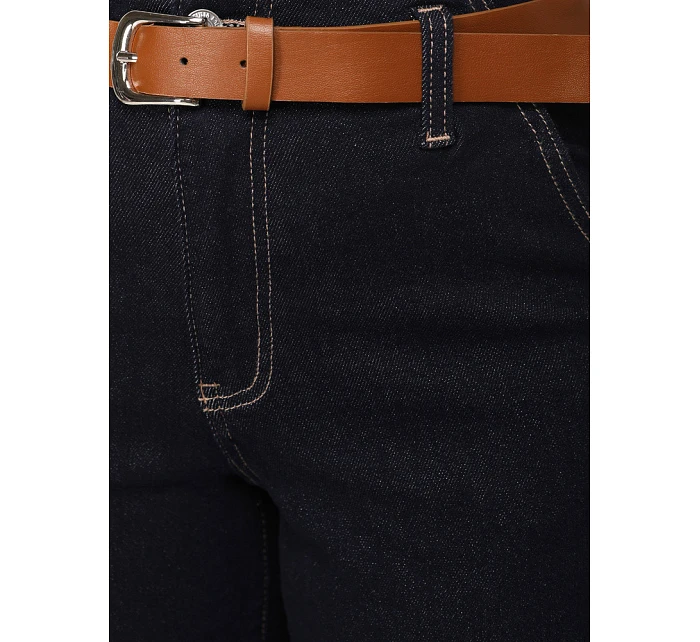 Dámské džíny s širokou nohavicí a páskem tmavě modré FashionStreet UY2926