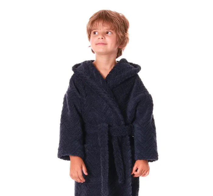 Dětský župan Athena s kapucí 9116 tmavě modrá - Vestis