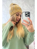 Fleecová čepice Melisa K241 hořčicová+šedá