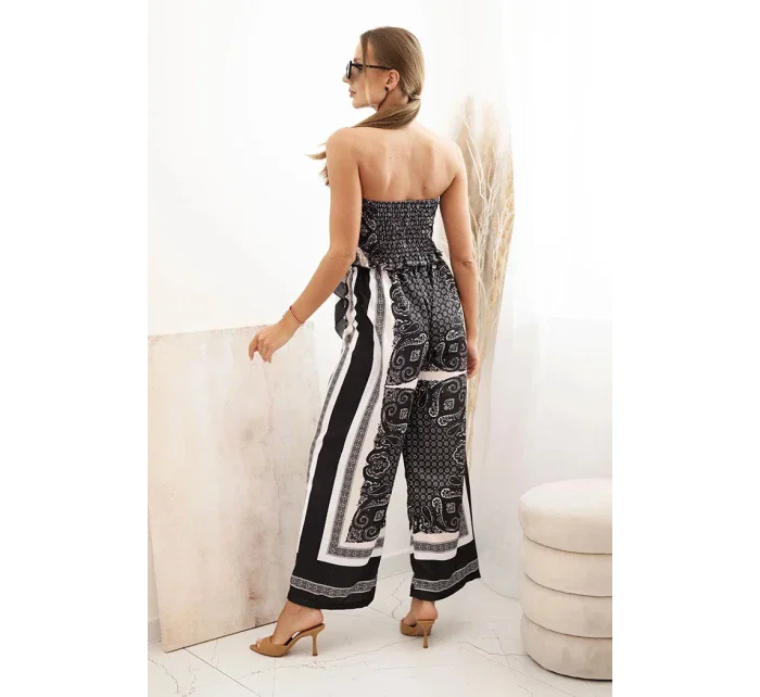 Dámský komplet s širokými nohavicemi a topem černý Dámský komplet s širokými nohavicemi a topem černý