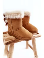 Dětské Teplé Sněhule Semišové s Mašlemi Béžove Funky Dětské Teplé Sněhule Semišové s Mašlemi Béžove Funky