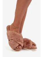 Kožešinové domácí pantofle pro ženy s se pásky Camel model 21708380 - EVENTO Kožešinové domácí pantofle pro ženy s se pásky Camel model 21708380 - EVENTO