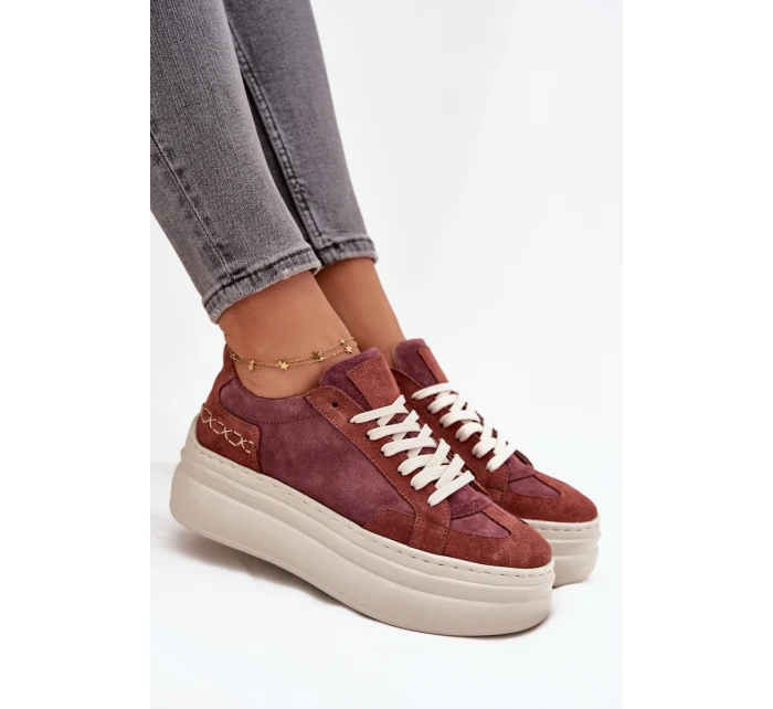 Semišové tenisky na masivní platformě model 21708711 Fialové - Zazoo Semišové tenisky na masivní platformě model 21708711 Fialové - Zazoo