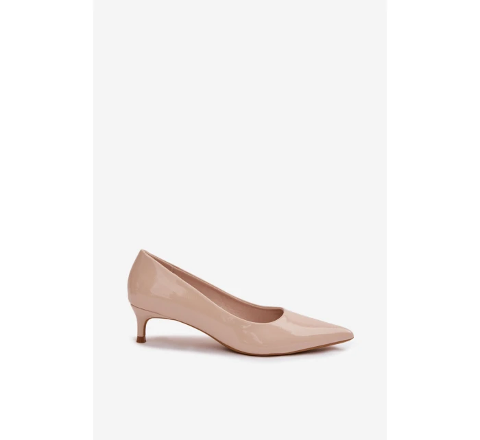 Lakované lodičky na nízkém podpatku Béžové model 22037714 - Boto