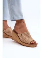 Dámské pantofle na klínku Sergio Leone Béžová Dámské pantofle na klínku Sergio Leone Béžová