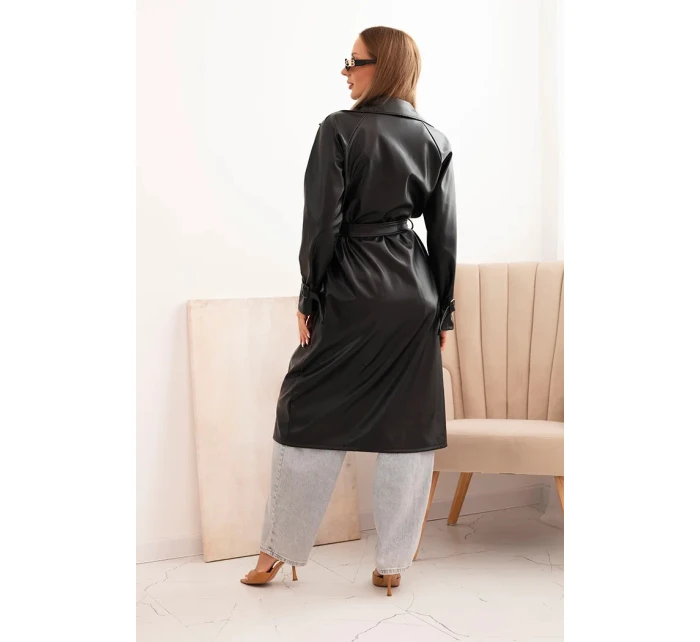 Dámský kabát z eko kůže 4467 Černá - K-Fashion Dámský kabát z eko kůže 4467 Černá - K-Fashion