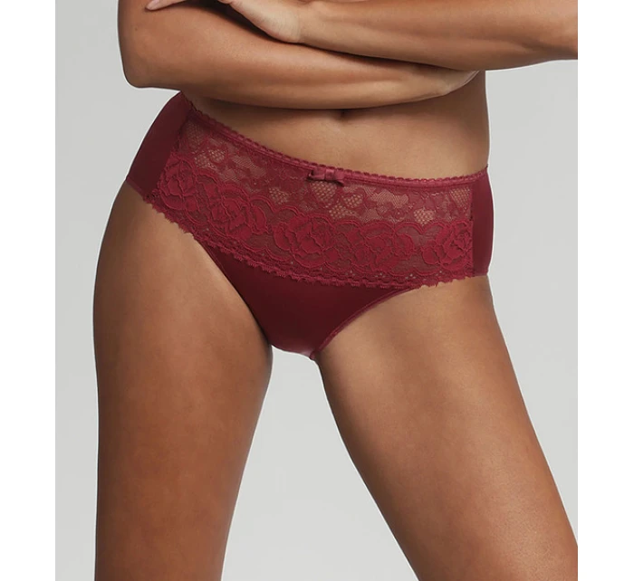 Dámské krajkové kalhotky PLAYTEX FLOWER ELEGANCE RCS MIDI BRIEF - PLAYTEX - tmavě červená