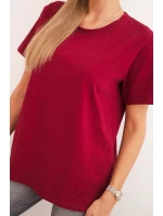 Dámská bavlněná blůza klasického střihu bordová Dámská bavlněná blůza klasického střihu bordová