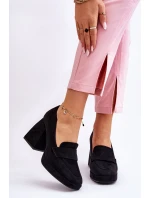 Semišové Lodičky Na Podpatku A Platformě Černe model 21612230 - VINCEZA