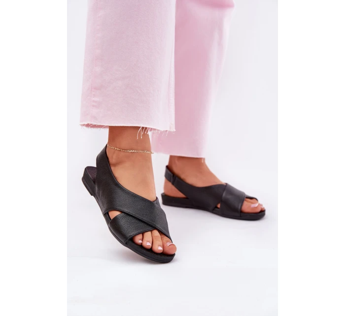 Dámské kožené sandály černé model 21701814 - Zazoo