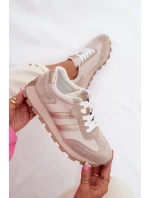 Kožené dámské tenisky na platformě model 22013931 Béžové - S.Barski