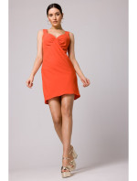 K159 Mini šaty na ramínka - korálová barva