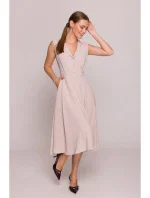 Košilové šaty ve střihu béžové model 21154751 - STYLOVE