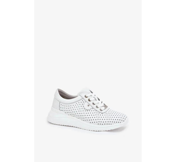 Dámské kožené sportovní boty na platformě Vinceza – bílé Dámské kožené sportovní boty na platformě Vinceza – bílé