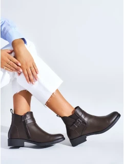 Trendy kotníčkové boty dámské hnědé na plochém podpatku