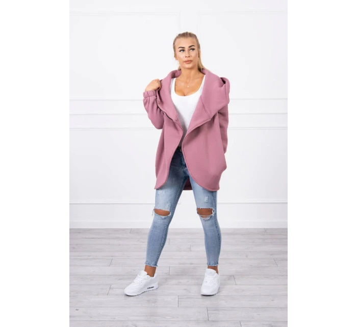 Krátká mikina na zip tmavě růžová