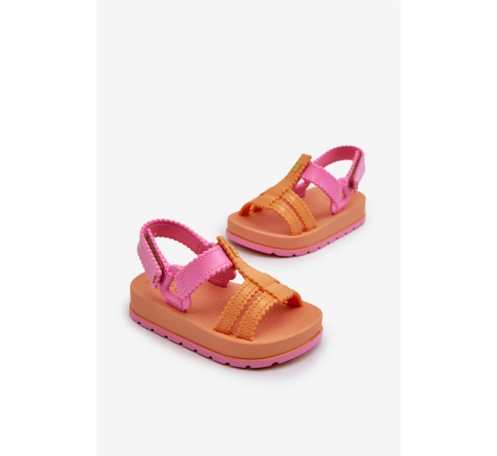 Dětské sandálky na suchý zip  Oranžové model 21662007 - Zaxy