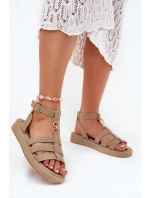 Dámské Sandály Na Platformě Se Zlatým Detalem Khaki model 21699019 - Boto Dámské Sandály Na Platformě Se Zlatým Detalem Khaki model 21699019 - Boto