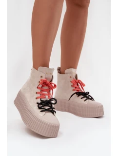 Semišové zateplené dámské tenisky na robustní platformě GOE SS2N4047 béžové