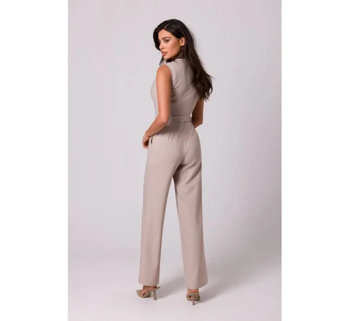 B256 Kombinéza bez rukávů s kapsami - béžová