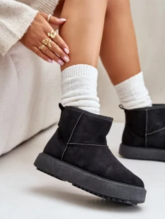 Dámské Sněhule Na Platformě Z Eko Semiše Černé Atteria