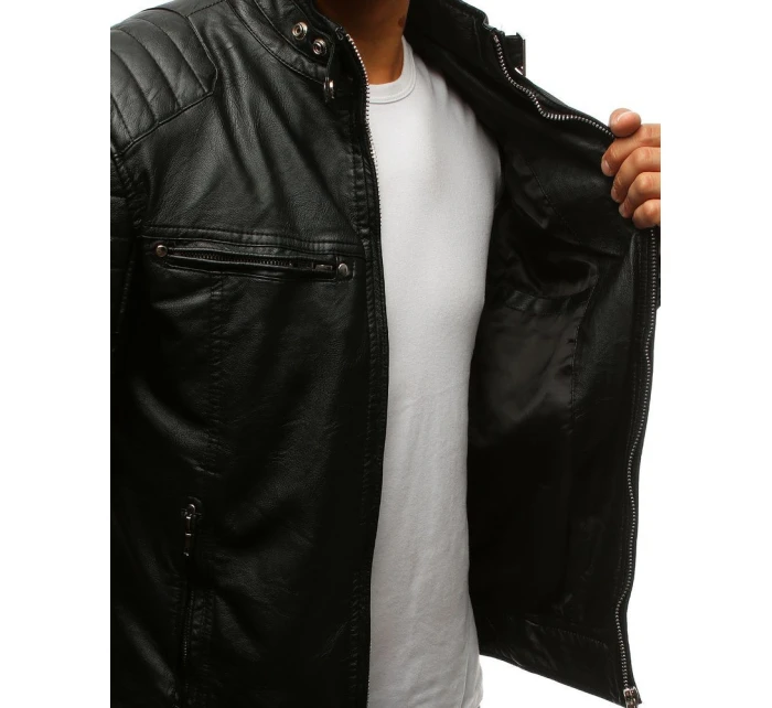 Pánská kožená bunda černá Dstreet TX3265