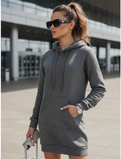 Dámská oversize dlouhá mikina TIMMY tmavě šedá FashionStreet EY1938