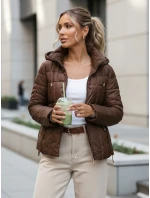 Dámská prošívaná bunda s kapucí hnědá FashionStreet TY5590