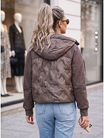 Dámská prošívaná přechodová bunda s kapucí, hnědá, FashionStreet TY6092 Dámská prošívaná přechodová bunda s kapucí, hnědá, FashionStreet TY6092
