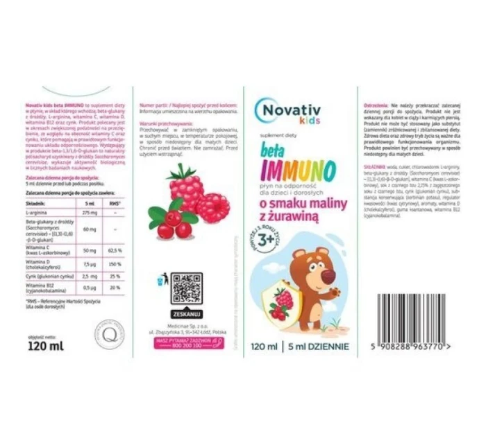 Novativ Kids Beta Immuno tekutina pro imunitu 120ml Novativ Kids Beta Immuno tekutina pro imunitu 120ml