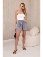 Viskózové šortky zavazované v pase šedý Viskózové šortky zavazované v pase šedý