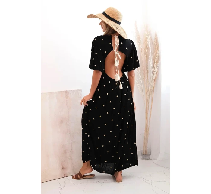 Dámské viskózové šaty se zavazováním na zádech černý