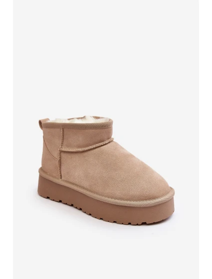 semišové nízké sněhule jasně béžové model 21638825 - Boto